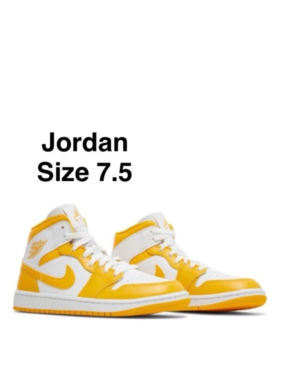 NIKE air Jordan 1 Mid White University Gold BQ6472-117 Women's Size 7.5 ⭐️⭐️⭐️⭐️